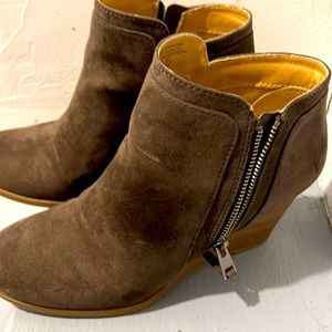 Brown suede booties